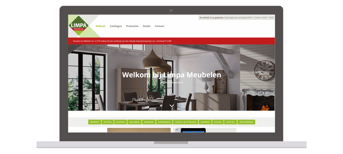 Website laten maken in Lummen. Foto: website Limpa Meubelen in Lummen